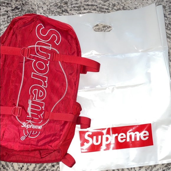 Supreme Handbags - Authentic red Supreme backpack